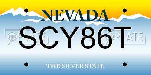SCY86T Nevada License Plate