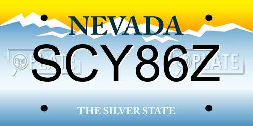 SCY86Z Nevada License Plate
