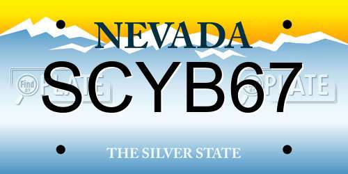 SCYB67 Nevada License Plate