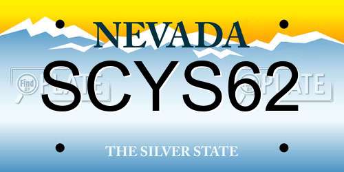 SCYS62 Nevada License Plate