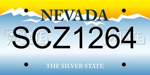 SCZ1264 Nevada License Plate