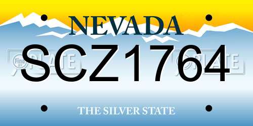 SCZ1764 Nevada License Plate