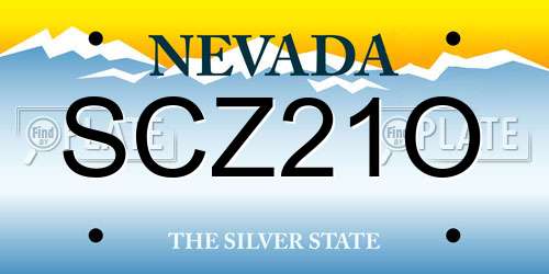 SCZ21O Nevada License Plate
