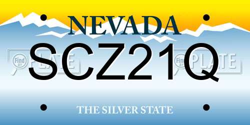 SCZ21Q Nevada License Plate