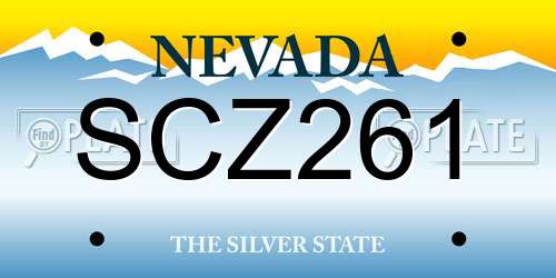 SCZ261 Nevada License Plate