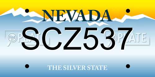 SCZ537 Nevada License Plate