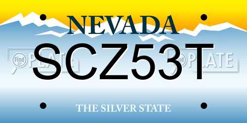 SCZ53T Nevada License Plate