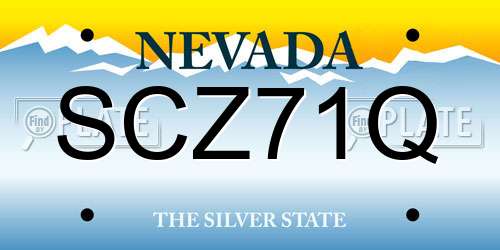 SCZ71Q Nevada License Plate