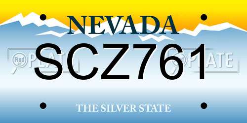 SCZ761 Nevada License Plate
