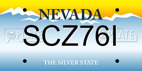 SCZ76I Nevada License Plate