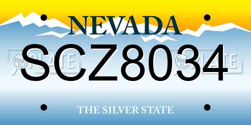 SCZ8034 Nevada License Plate