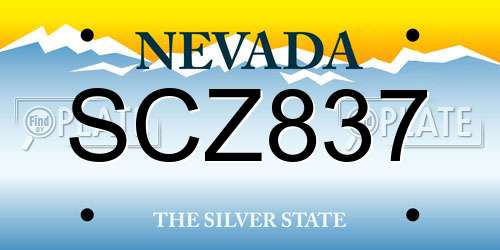 SCZ837 Nevada License Plate