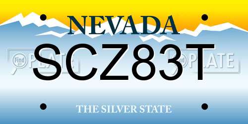 SCZ83T Nevada License Plate