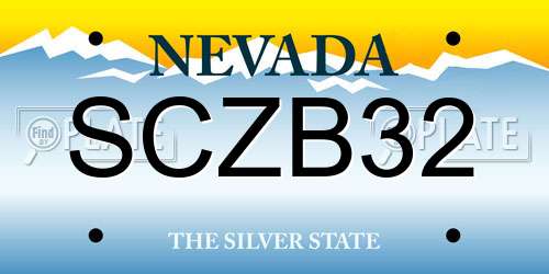 SCZB32 Nevada License Plate