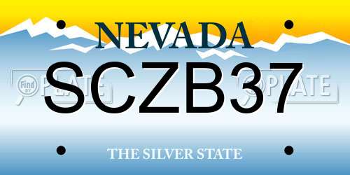 SCZB37 Nevada License Plate