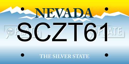 SCZT61 Nevada License Plate
