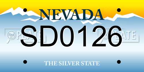 SD0126 Nevada License Plate