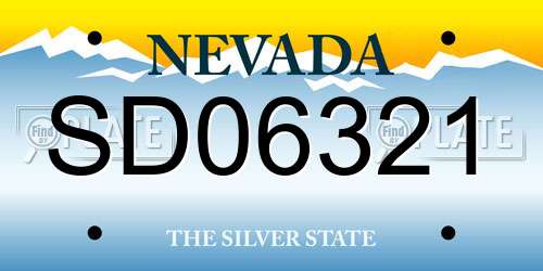 SD06321 Nevada License Plate