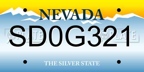 SD0G321 Nevada License Plate
