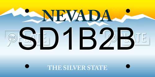 SD1B2B Nevada License Plate