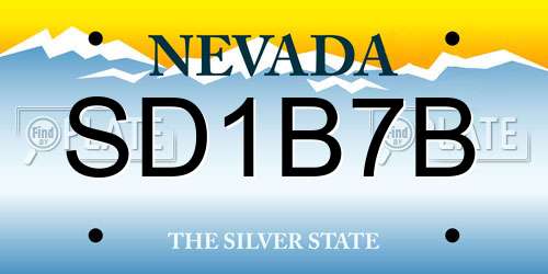 SD1B7B Nevada License Plate