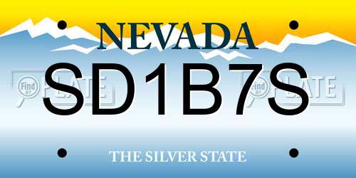 SD1B7S Nevada License Plate