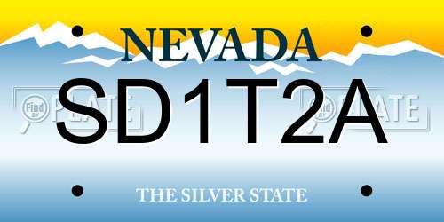 SD1T2A Nevada License Plate