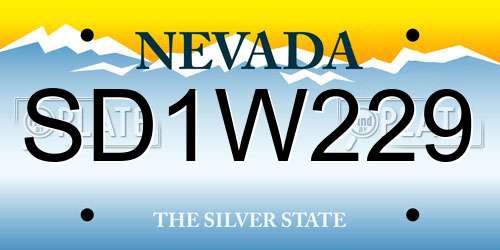 SD1W229 Nevada License Plate