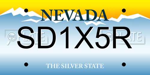 SD1X5R Nevada License Plate