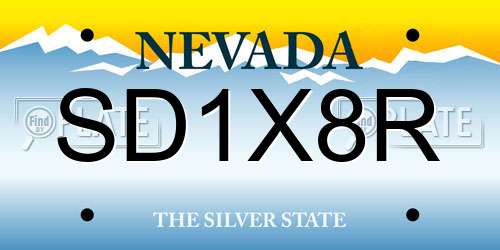 SD1X8R Nevada License Plate