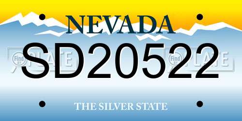 SD20522 Nevada License Plate