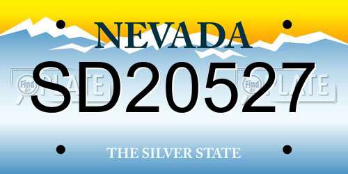 SD20527 Nevada License Plate