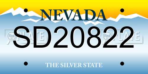 SD20822 Nevada License Plate