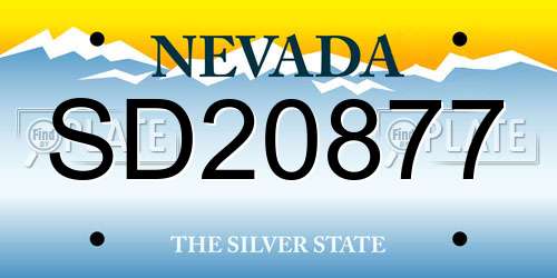 SD20877 Nevada License Plate