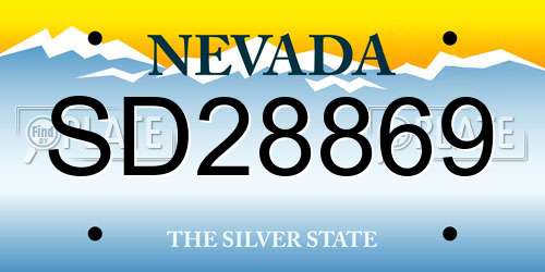 SD28869 Nevada License Plate