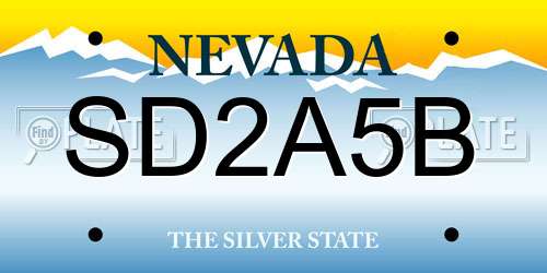 SD2A5B Nevada License Plate