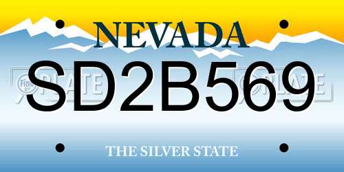 SD2B569 Nevada License Plate