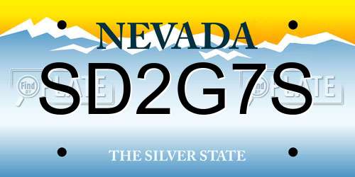 SD2G7S Nevada License Plate