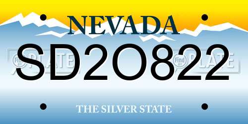 SD2O822 Nevada License Plate