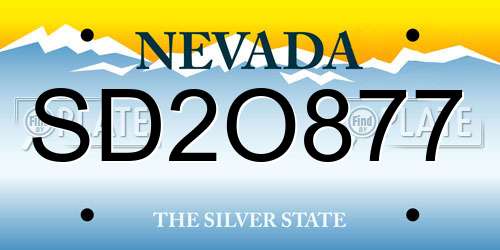 SD2O877 Nevada License Plate