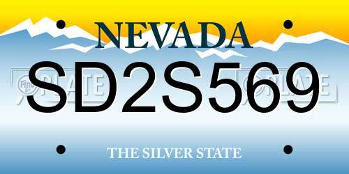 SD2S569 Nevada License Plate