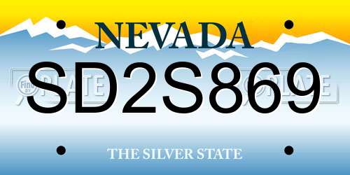 SD2S869 Nevada License Plate