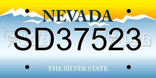 SD37523 Nevada License Plate