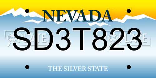 SD3T823 Nevada License Plate