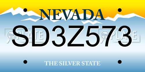 SD3Z573 Nevada License Plate