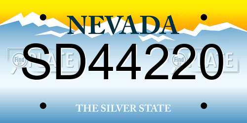 SD44220 Nevada License Plate
