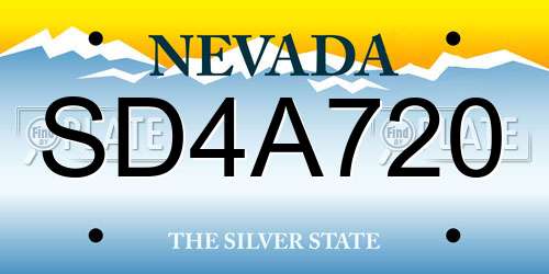SD4A720 Nevada License Plate