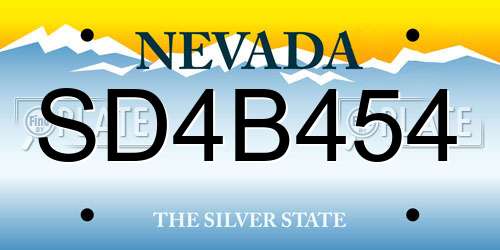 SD4B454 Nevada License Plate