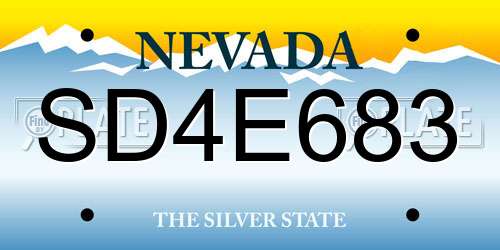 SD4E683 Nevada License Plate