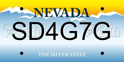 SD4G7G Nevada License Plate